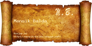 Mensik Balda névjegykártya
